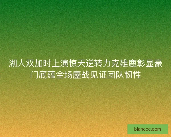 湖人双加时上演惊天逆转力克雄鹿彰显豪门底蕴全场鏖战见证团队韧性